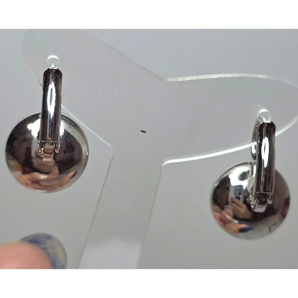 NEW Swarovski Montana BlueRound 13mm Leverback Drop Earrings Platinum Plated #3